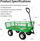 AAIN 600 lbs Metal Garden Cart,Heavy Duty Garden Wagon with Removable Steel Mesh Sides, Utility Yard Cart with 180° Rotating Handle and 10-inch Wheels—Perfect for Gardens, Farms, and Yards, Green by GreenHaven Gardens