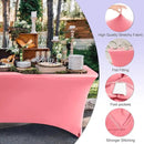 ABCCANOPY 5 FT Pink Spandex Table Cover Stretch Fitted Wrinkle Resistant Tablecloth Reuse for Rectangular Folding Table Patry Event Wedding Banquet Protector by CozyNest Decor