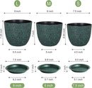 Plant Pots 9/8/7.5inch, Set of 3 Modern Decorative Plastic Planters with Drainage Holes and Saucer for Garden House Plants, Flower Pots for Indoor Outdoor Plants, Black with Green Speckles by GreenHaven Gardens