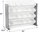 Humble Crew Supersized Toy Storage Organizer with 16 Removable Bins, Grey/White – Large Toy Storage for Toddlers Ideal for Kids' Rooms, Playrooms, and Nurseries - Modern Toy Bins for Kids by TinyTreasures Baby Boutique