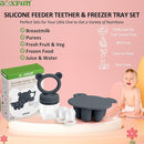 JEXFUN Silicone Baby Food Feeders + Freezer Tray for Batch Prep, Introduce New Foods Safely, Double as Silicone Teething Toys, BPA Free Silicone Feeder for Safe Infant Self Feeding - (Dark Grey) by TinyTreasures Baby Boutique
