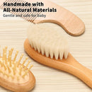 Goat Baby Hair Brush Set, Wooden Comb Massage Scalp Comb, Safe Natural Hair Care Kit, Soft Silicone Bath Brush for Newborns Toddlers (Brush Set+ Green Massager) (Brush Set+ 4) by TinyTreasures Baby Boutique
