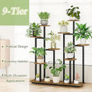 Plant Stand Indoor 9 Tier 11 Potted Multiple Flower Pot Holder for Patio Garden Balcony Living Room Corner (9 Tier Black+Rustic Brown) by GreenHaven Gardens