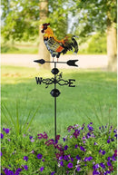 Westcharm 48 in. Crowing Metal Rooster Weathervane | Wind Wheel Decorative Garden Stake with Rooster Ornament | Chicken Garden Weather Vane by GreenHaven Gardens