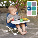 Hiccapop OmniBoost Travel Booster Seat with Tray for Baby | Folding Portable Baby Booster Seat for Dining Table, Camping, Beach, Grandma’s | Tip-Free Design Straps to Kitchen Chairs - Booster Chair by TinyTreasures Baby Boutique