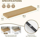 Dreamland 40 Inches Floating Shelves for Wall, 9.3" Deep Long Floating Shelves Set of 2, Large Display & Storage Shelf, Wall Shelf for Bathroom Bedroom Living Room Kitchen Office, Oak by CozyNest Decor