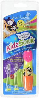 Brush Baby KidzSonic Toddler and Kid Electric Toothbrush for Ages 3+ Years - Disco Lights, Gentle Vibration, and Smart Timer Provide a Fun Brushing Experience - (3) 3+ yrs Brush Heads Included (Pink) by TinyTreasures Baby Boutique