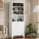 69" Tall Pantry Cabinet, Kitchen Storage Cabinet with 2 Glass Doors and Adjustbale Shelves, Freestanding Metal Cupboards for Dining Room, Living Room, Bathroom by CozyNest Decor