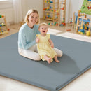 Baby Play Mat 47x47 Inches, Extra Thick 1.2" Foam Floor Mat for Tummy Time & Crawling, Waterproof Non-Slip Faux Leather Playpen Mat for Infants Toddlers, Indoor Outdoor Gym Activity, Blue by TinyTreasures Baby Boutique