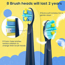 SEAGO Kids Electric Toothbrush, Rechargeable Sonic Soft Bristle Toothbrushes with 8 Brush Heads, DIY Stickers and 5 Modes, Ideal for Kids and Children, Ages 3–12，SG2303(Navy) by TinyTreasures Baby Boutique