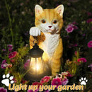 Solar Powered Outdoor Cat Garden Statue, Crafted Garden Sculptures & Statues for Patio, Yard, Lawn, Gardening Gifts for Women and Mom(11" Cat) by CozyNest Decor