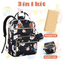 Baby Diaper Bag Backpack, Travel Diaper Bags for Girl Boy Large Capacity Baby Bag Backpack for Women Black Floral by TinyTreasures Baby Boutique