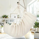 Y- STOP Hammock Chair Hanging Rope Swing Chair, Max 500 Lbs, 2 Seat Cushions Included, Removable Steel Spreader Bar with Anti-Slip Rings for Indoor or Outdoor(Beige) by GreenHaven Gardens