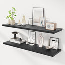 48" Floating Shelves for Wall, 12" Deep Slim Black Floating Shelves, Wall-Mounted Shelves for Bedroom, Living Room, Kitchen, Bathroom - Set of 2 by CozyNest Decor