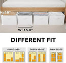 SpaceAid 4 Pack 10" High Under Bed Storage Containers, Large Underbed Storage Organizer Bins with Lids for Bedroom, Dorm, Clothes, Closet Organization, Bed Sheets and Blankets (White) by CozyNest Decor