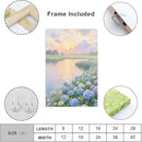 The hydrangea scenery all over the lake at sunset is suitable for posting in the living room bedroom office landscape poster wall painting by CozyNest Decor