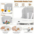 INFANS High Chair for Babies & Toddlers, Foldable Highchair with Multiple Adjustable Backrest Footrest Seat Height, Removable Tray, Detachable PU Leather Cushion Wheels (with Booster, Light Grey) by TinyTreasures Baby Boutique
