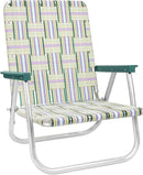 Lawn Chair USA Folding Aluminum Outdoor Patio Lawn Chair | Heavy-Duty Webbed Chairs for Camping, Sports, Beach, Yard & Tailgating | Lightweight Portable | High Back Beach Chair - Spring Fling by GreenHaven Gardens