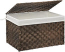Wicker Storage Basket with Lid, 27.7 Gallon (105L) Large Blanket Basket with Lid, Woven Storage Bin with Handles, Removable Liner, Metal Frame, Foldable, for Bedroom, Laundry Room, Brown by CozyNest Decor
