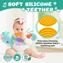 Baby Toys 0 to 12 Months, Musical Stuffed Animal Activity Soft Toys with Multi-Sensory Crinkle, Rattle and Textures, Infant Tummy Time Toys for Newborn Boys, Seahorse, Blue by TinyTreasures Baby Boutique