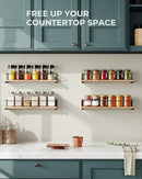 OROPY Spice Rack Wall Mounted, Rustic Wood Hanging Rack for Over The Stove, Kitchen Wall, 4 Pack by CozyNest Decor