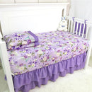 Crib Bedding Set for Girls, Purple Baby Crib Bedding Set 4 Piece, Baby Girl Nursery Bedding Set Including Comforter, Fitted Crib Sheet, Crib Skirt, Diaper Stacker, Floral by TinyTreasures Baby Boutique