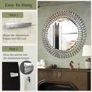 Kelly Miller Jeweled Mirror for Wall, 28 Inch Round Luxury Mirror with Sparkling Diamonds Beveled Modern Wall Decor for Bathroom, Living Room, Bedroom, Hallway by CozyNest Decor