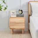 Modern Solid Wood Nightstand with Drawers - Mid Century Modern 2 Drawer Natural Wooden Small Narrow Nightstand Bedside Side End Table with Storage for Living Room Bedroom, 15.7" D x 17.1" W x 19.6" H by CozyNest Decor