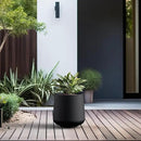 Kante 11.6" Dia Round Concrete Planter, Outdoor Indoor Large Plant Pots Containers with Drainage Hole and Rubber Plug for Home Garden Patio, Black by GreenHaven Gardens