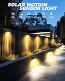 4 Pack Solar Fence Lights Waterproof, Motion Sensor Deck Outdoor, Warm White LED for Wall Yard Steps Stairs Garden - Brown by GreenHaven Gardens