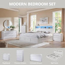 25" Tall Modern Nightstand with Charging Station, 23.6'' Wide Wood Bedside Table w/3 Storage Drawers, Small Dresser w/Curved Profile Design, End Table for Bedroom, White by CozyNest Decor
