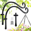 Hanging Plant Brackets Outdoor: 12-Inch Hanging Plant Hangers Wall Hooks - Wall Mount Brackets for Bird Feeder Flower Baskets Black by GreenHaven Gardens