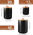 Black Ceramic Canister Set, 3pcs Ceramic Kitchen Canisters for Countertop with Airtight Wood Lids, Large Flour and Sugar Containers for Coffee, Tea, Spice by CozyNest Decor