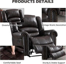 CANMOV Leather Recliner Chair Set of 2, Classic and Traditional Manual Recliner Chair with Comfortable Arms and Back,Manual Single Recliner Sofa for Living Room, Dark Brown by CozyNest Decor