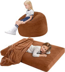 COMAX Kids Bean Bag Chair Turn into Beanbag Bed, Toddler Bean Chair Corduroy for Girl Boy Sleeping, Lazy Children Bean Bags with Filler, Convertible Child Floor Mattress, Orange by TinyTreasures Baby Boutique
