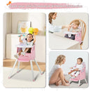 4 in 1 Portable Baby High Chair,Convertible Highchair for Babies & Toddlers-Foldable Infant Booster Seat,Carry Small Box,Dining Chair,Toddler High Chair with 5-Point Harness,Removable Tray-Pink by TinyTreasures Baby Boutique