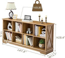 Farmhouse 8 Cube Bookshelf, Storage Organizer Bookcase, Kids Toy Storage Cabinet, Long Bookshelves Storage Organizer Shelf, Wood Display Cabinet Book Shelves for Bedroom,Living Room, Natural Oak by CozyNest Decor