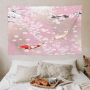 Houselerax Japanese Koi Fish Tapestry, Cherry Blossoms Asian Oriental Pink Flower Branch Koi Fish Carp Tapestries Wall Hanging for Bedroom Living Room Office Decor 60"x40" by CozyNest Decor