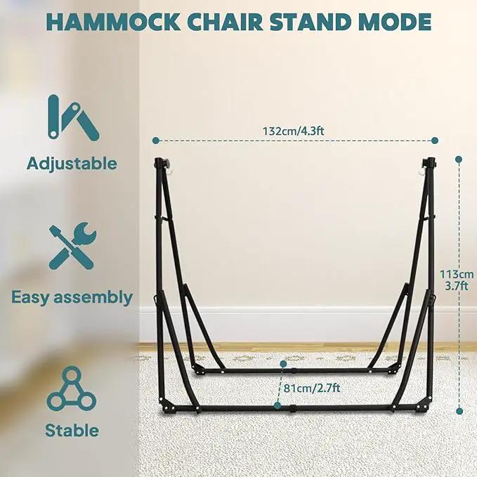 Anyoo 2 in 1 Hammock and Swinging Chair with Collapsible Steel Stand & Carrying Case,Portable & Adjustable,Easy Set Up for Outdoor,Indoor,Porch Swing,Patio,Garden,Camping Trip, photo 3 of 6