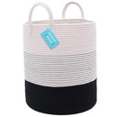 OrganiHaus Black & White Blanket Storage Basket for Living Room 15x18, Woven Nursery Hamper Basket, Large Toy Basket Storage for Kids, Laundry Hamper, Baby Laundry Basket, Cute Cotton Rope Basket by TinyTreasures Baby Boutique