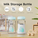 YOHKOH Glass Breast Milk Storage Bottles - 100% Leak-Proof, BPA-Free Breastmilk Storage Containers, Freezer & Dishwasher Safe, Ideal for Nursing Mothers (Blue, 5.4oz (Pack of 4)) by TinyTreasures Baby Boutique