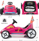 TOBBI 12V Electric Go Kart for Kids Battery Powered Ride on Car Outdoor Race Toy with Remote Control, Safety Belt, Music, LED Lights and Flags for Toddlers 3-8 Years, Pink by TinyTreasures Baby Boutique