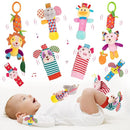 Baby Rattles Toys - Soft Hanging, Handheld & Foot Sock Rattles Set - Plush Stuffed Infant Toys for 0-3, 3-6, 6-12 Months - Newborn Gift by TinyTreasures Baby Boutique