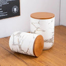 White Ceramic Canister Set with Wooden Lid, 3-Piece Food Storage Jars for Kitchen Counter, Storage Container for Sugar, Coffee, Tea, Spice by CozyNest Decor