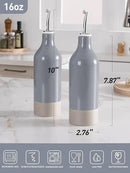 famiware Milkyway 16oz Ceramic Olive Oil Dispenser Bottle, Olive Oil and Vinegar Dispenser Bottle Set of 2 with Stainless Steel Pourers, Suitable for Storage Vinegar, Liquids, Dark Gray by CozyNest Decor