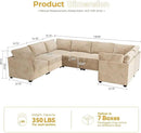HOOOWOOO Modular Sectional Sofa,7 Pieces Sectional Couches for Living Room,131X98 U Shaped Cloud Couch Set(Beige Velvet Corduroy) by CozyNest Decor