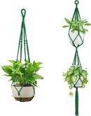 USLAI Macrame Plant Hanger Indoor Outdoor, Up to 4-15 inch Pot, Heavy 20lb Planters, Extra Long Strong Hanging Planter Basket Holder, Boho Home Decor, 35+49 Inch, Green (POTS NOT Included) by GreenHaven Gardens