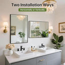 FARMER 24x36 Inch Black Bathroom Mirror, Rectangle Wall Mounted Mirror, Vanity Mirror, Brushed Square Mirror, Framed Bathroom Mirror for Bedrooms, Entryways, Living Rooms, Horizontal/Vertical by CozyNest Decor
