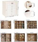 BOOVO Jewelry Box For women, 6 Layer Large Jewelry Organizer With Mirror, Multi-Function Storage Box With Lock, Accessory Holder With 5 Drawers, For Earrings Necklace Ring Bracelet (Pearl White) by TinyTreasures Baby Boutique