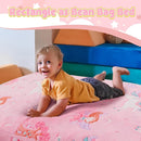 COMAX Kids Bean Bag Chair Turn into Beanbag Bed, Toddler Bean Chair for Girl Boy Sleeping, Lazy Children Bean Bags with Filler, Convertible Child Floor Mattress, Pink Fairy by TinyTreasures Baby Boutique